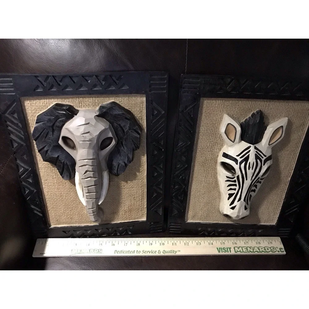 3D Elephant Zebra Wood‎ Framed Wall Art African Decorative Art